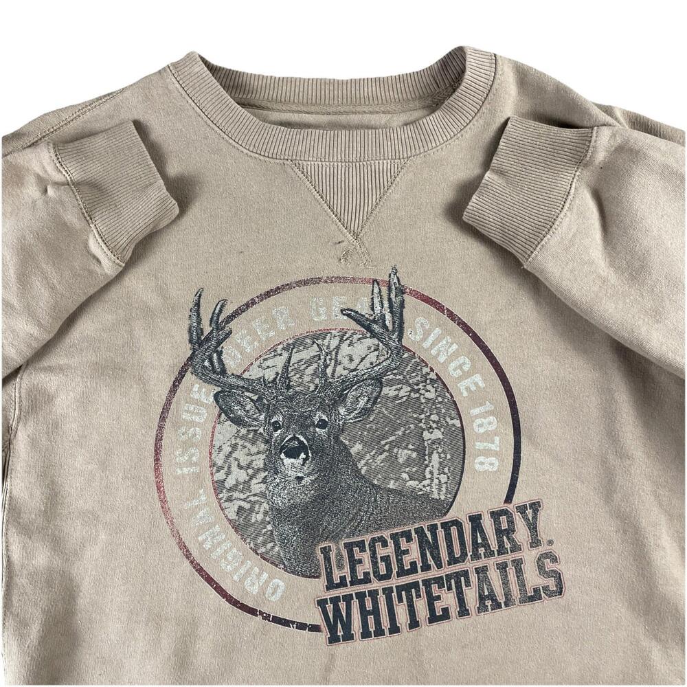 RARE Y2K Legendary Whitetails Crewneck Sweatshirt Graphic Print Sweater Beige L